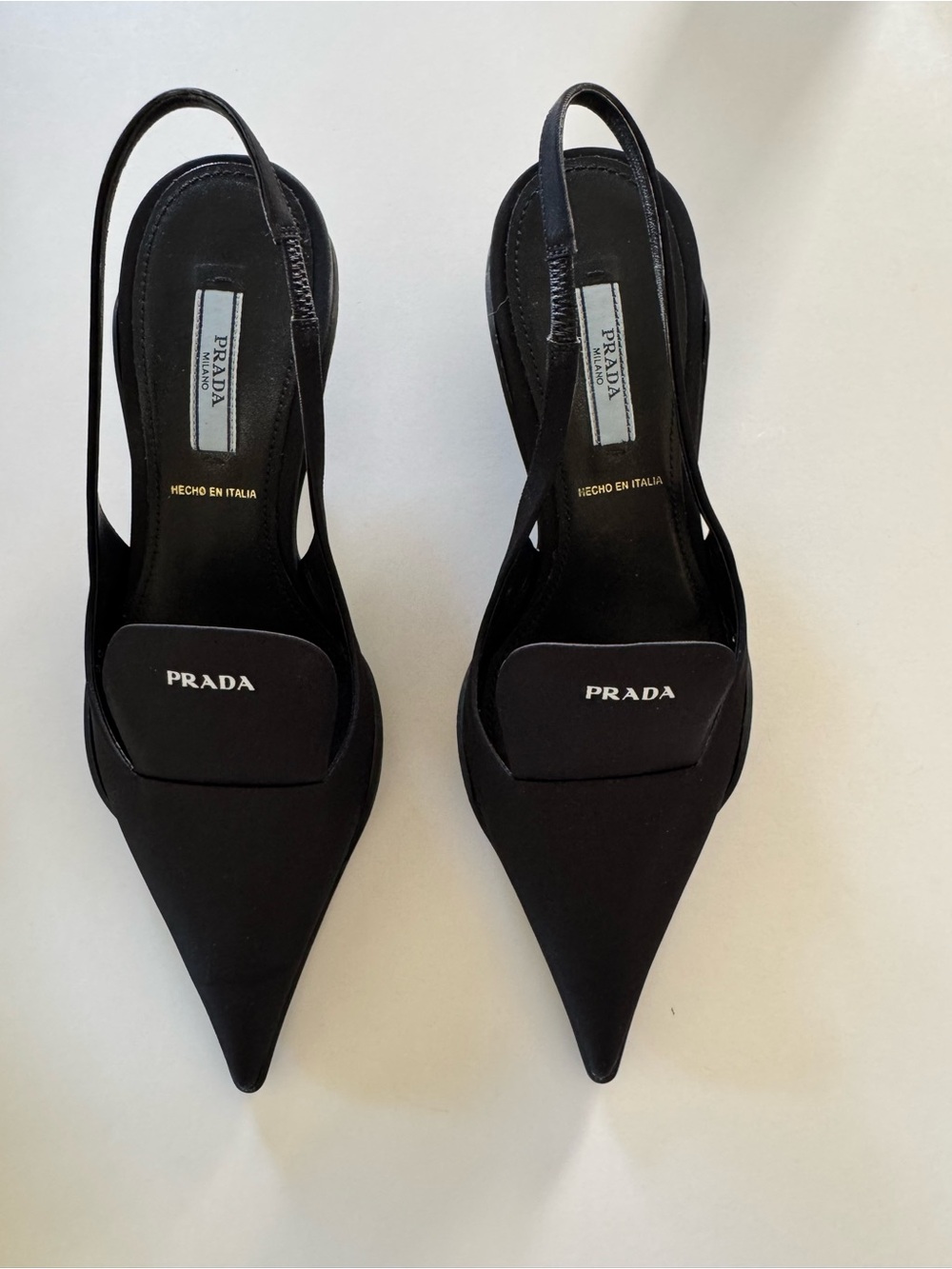 Prada Black Pointed Toe Slingback Pumps